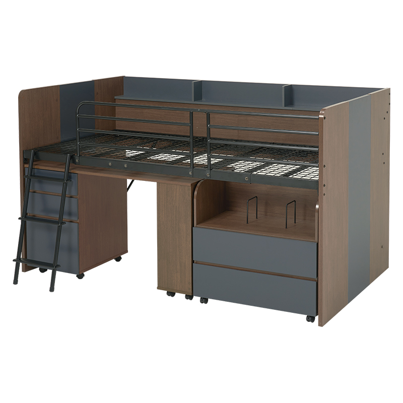 ロフトベッド ロータイプ 子供用 シングル デスク 収納 ワゴン 勉強机