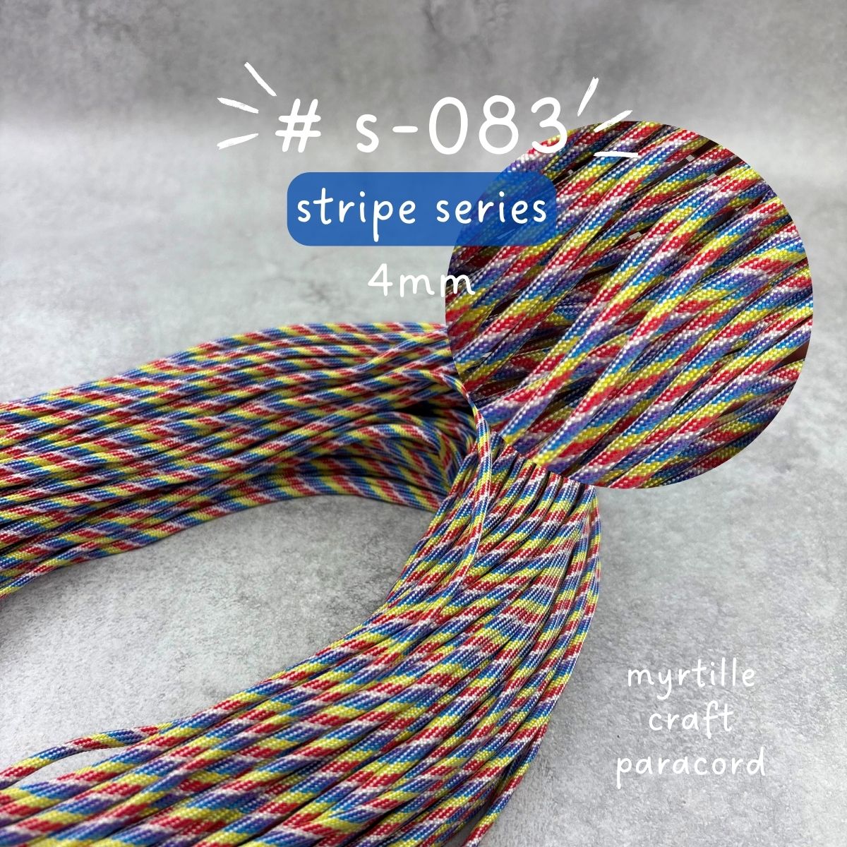 パラコード 4mm ストライプ柄 8色 長さ10m 紐 スマホショルダー