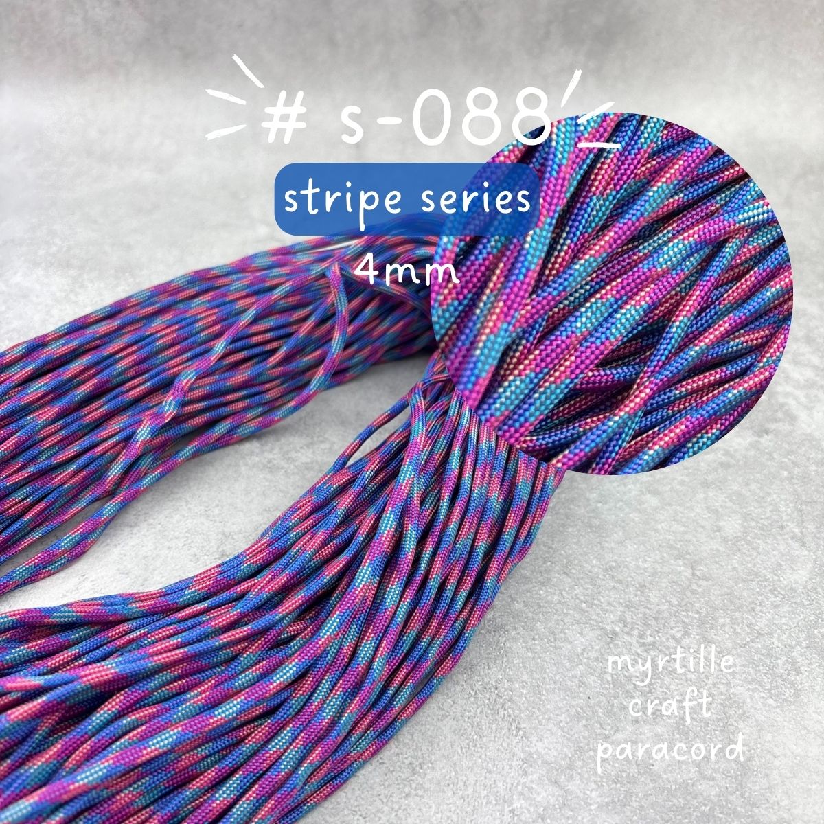 パラコード 4mm ストライプ柄 8色 長さ10m 紐 スマホショルダー