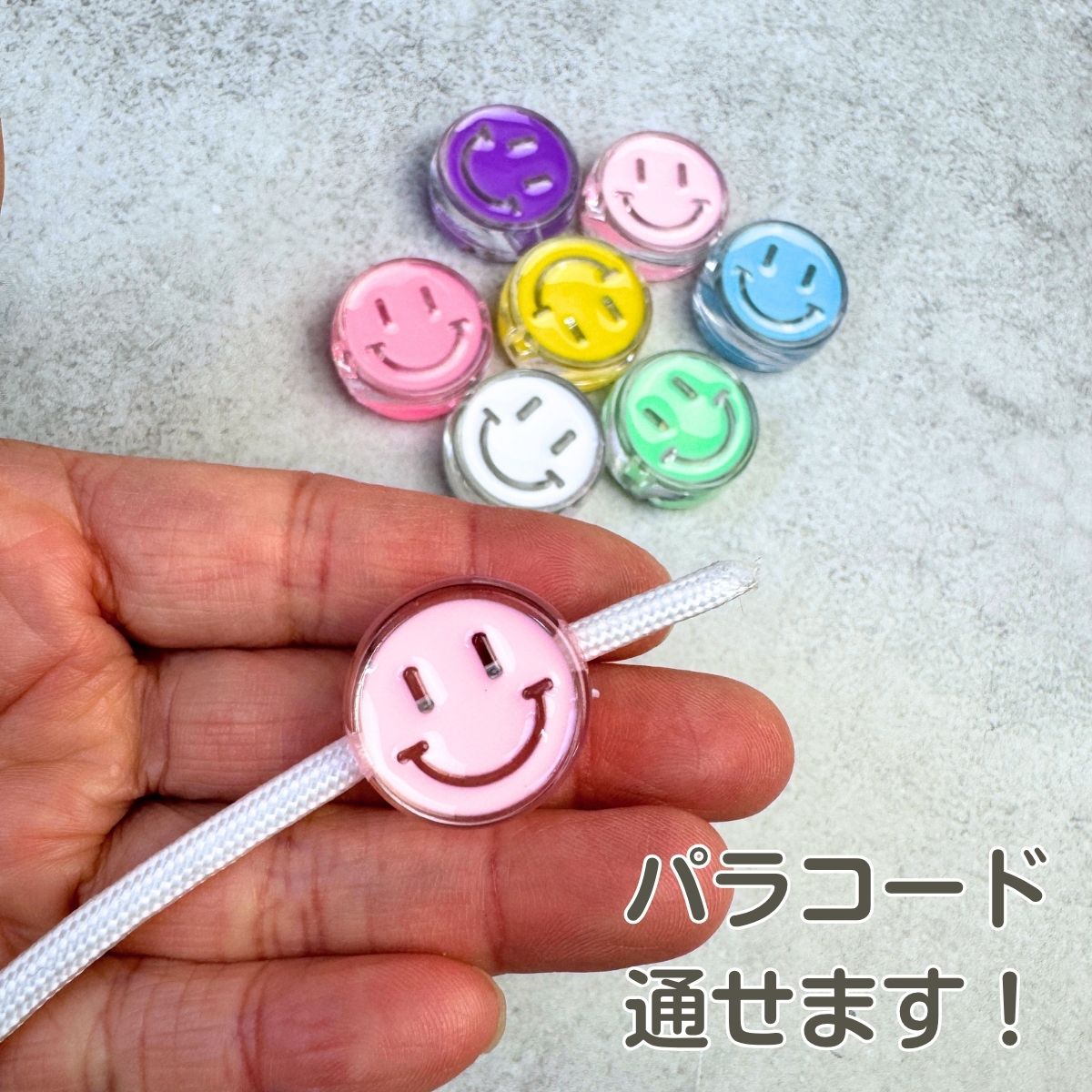 ビーズ ニコちゃん スケルトン ビーズパーツ 大穴ビーズ パラコード