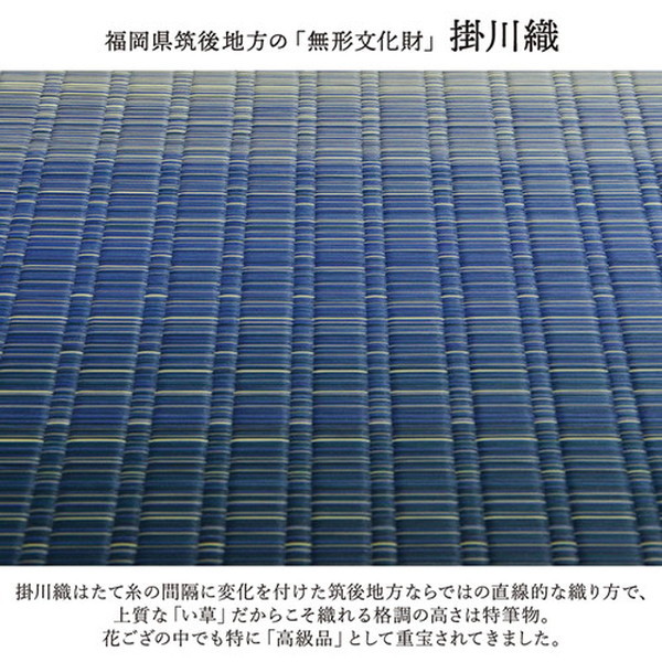い草 花ござ ラグマット/絨毯 〔海 ブルー 江戸間6畳 約261×352cm