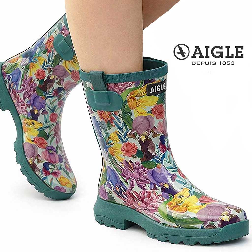 AIGLE（エーグル） 防水 アリア プリント レインブーツ レディース 花
