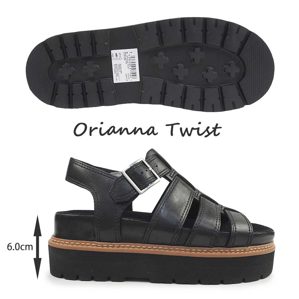 Clarks クラークス Orianna Over 厚底サンダル サンダル 黒 Clarks Orianna Over / オリアンナオーバー （ブラックレザー