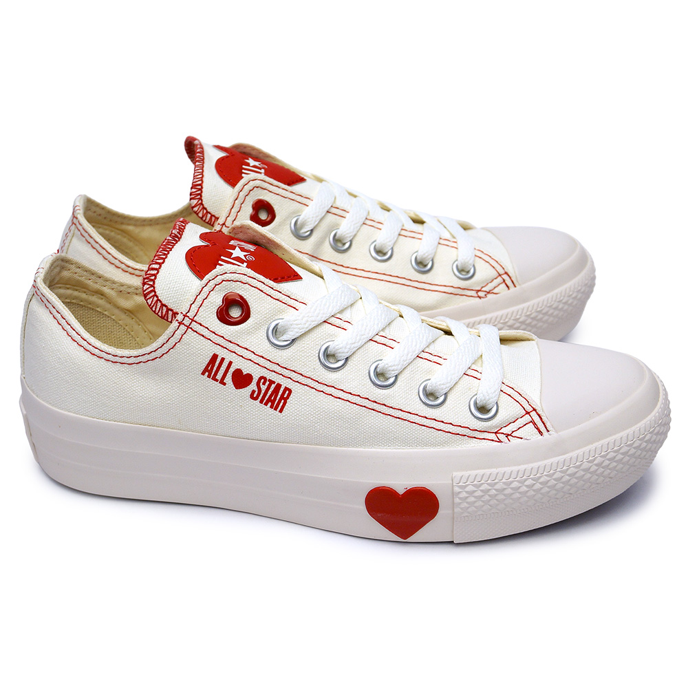 レディース 【CONVERSE】AS PLTS MANYHEARTS OX WHITE 国内発送 ALL STAR PLTS MANYHEARTS OX / オールスター PLTS
