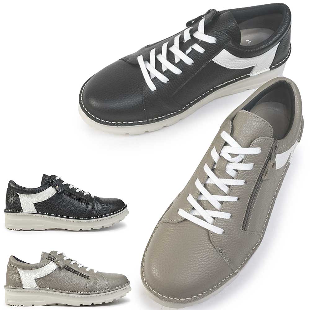 ドラ スニーカー メンズ 7298M 撥水加工 レザー 本革 軽量 日本製 4E