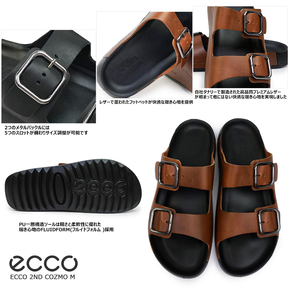 ecco（エコー） 靴 レザー サンダル メンズ 500934 ビックバックル 本