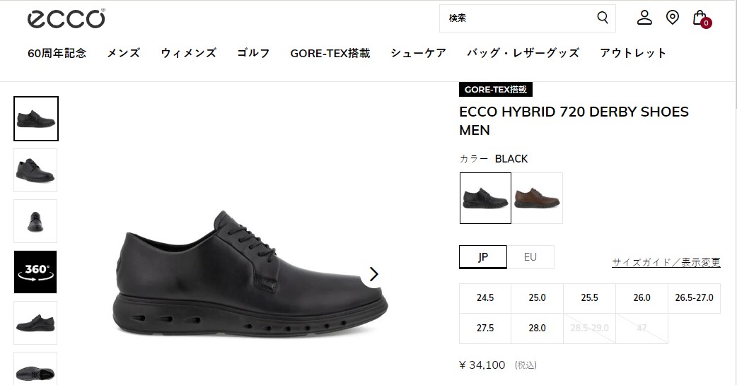 ecco（エコー） 靴 防水 ゴアテックス ビジネスシューズ メンズ 524704