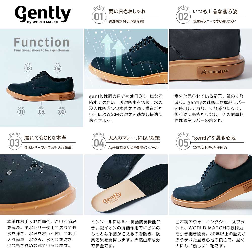 gently By WORLD MARCH ジェントリー 防水 メンズ スニーカー GE301VG