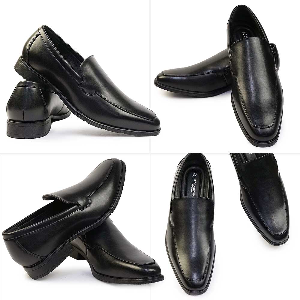 新品未使用★ヒロココシノ★ウエッジソール★スリッポン★ビジュー★黒★撥水 HIROKO KOSHINO HOMME メンズ スリッポンビジネスシューズ