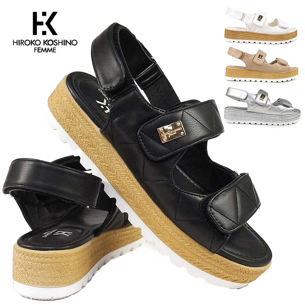 【新品】ヒロココシノ　カットラインサンダル　厚底　黒 HIROKO KOSHINO - 【新品】ヒロココシノ カットラインサンダル