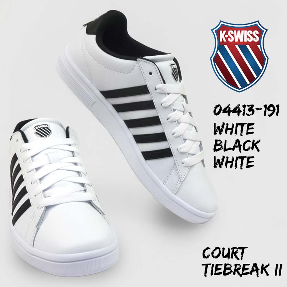 ケースイス  K・SWISS スニーカー コート タイブレーク 2 COURT TIEBREAK II ホワイト/ブラック/ガム 04413-168-M K-SWISS（ケースイス） メンズスニーカー 白 ローカット 04413 レザー
