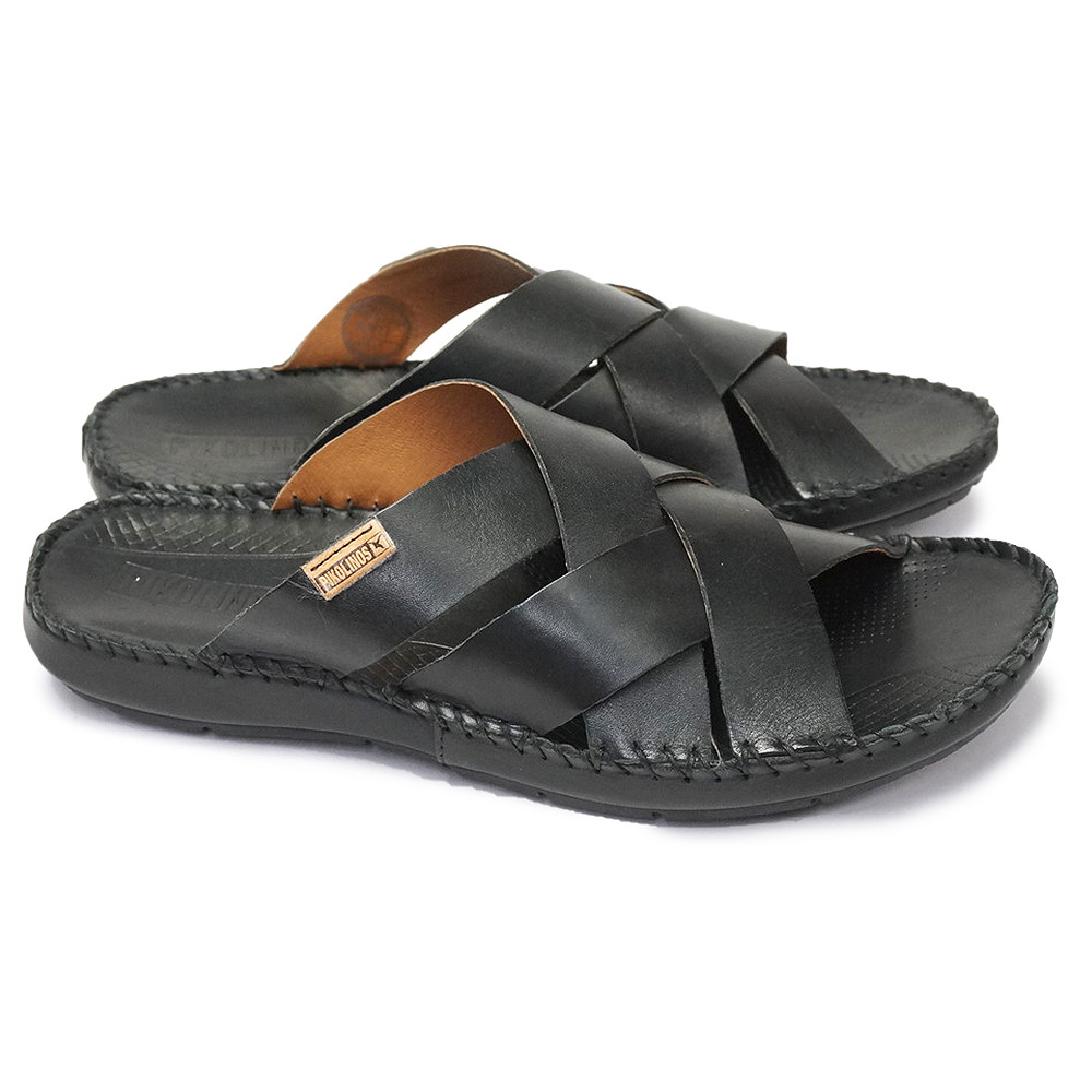 新品美品　ピコリノス　ビーズ装飾付き黒中ヒールサンダル ビーズサンダル 0897 BLACK／PIKOLINOS（ピコリノス）｜愛着を