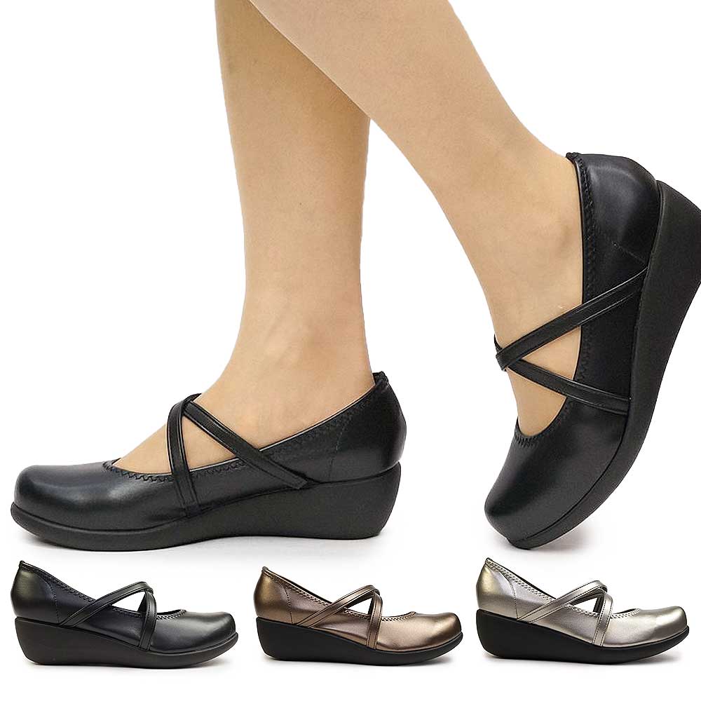 【日本製】Re:gatA GLAMOROUS 厚底ウエッジソールパンプス24.0 Re:getA リゲッタ レディース パンプス R35 クロスベルト