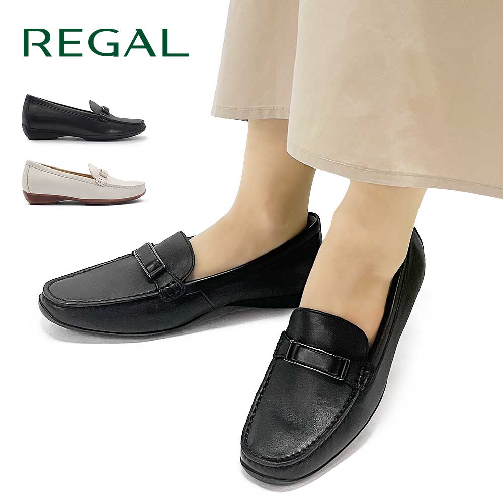 美品REGALリーガル　モカシンシューズ黒フラットシューズ　ローファー23 REGAL（リーガル） レディース ビットローファー フラットシューズ 黒