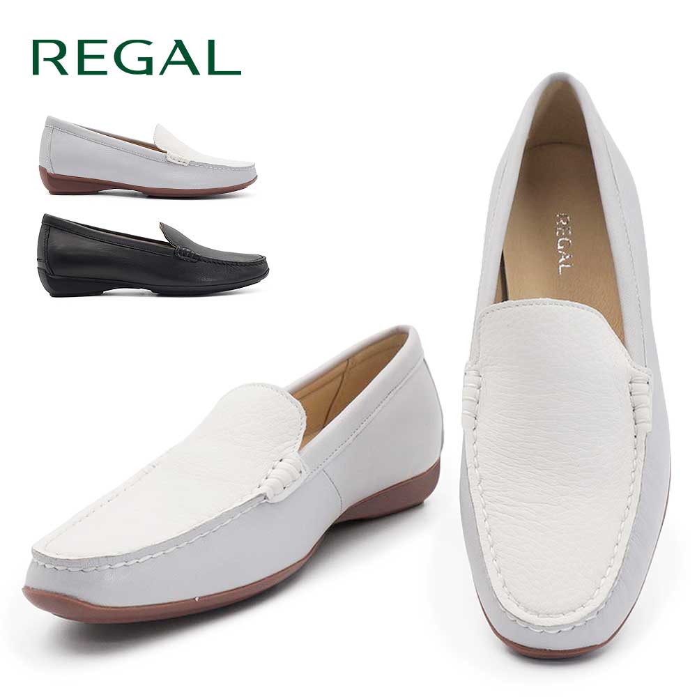 REGAL（リーガル） レディース フラットシューズ 黒 アイボリー グレー