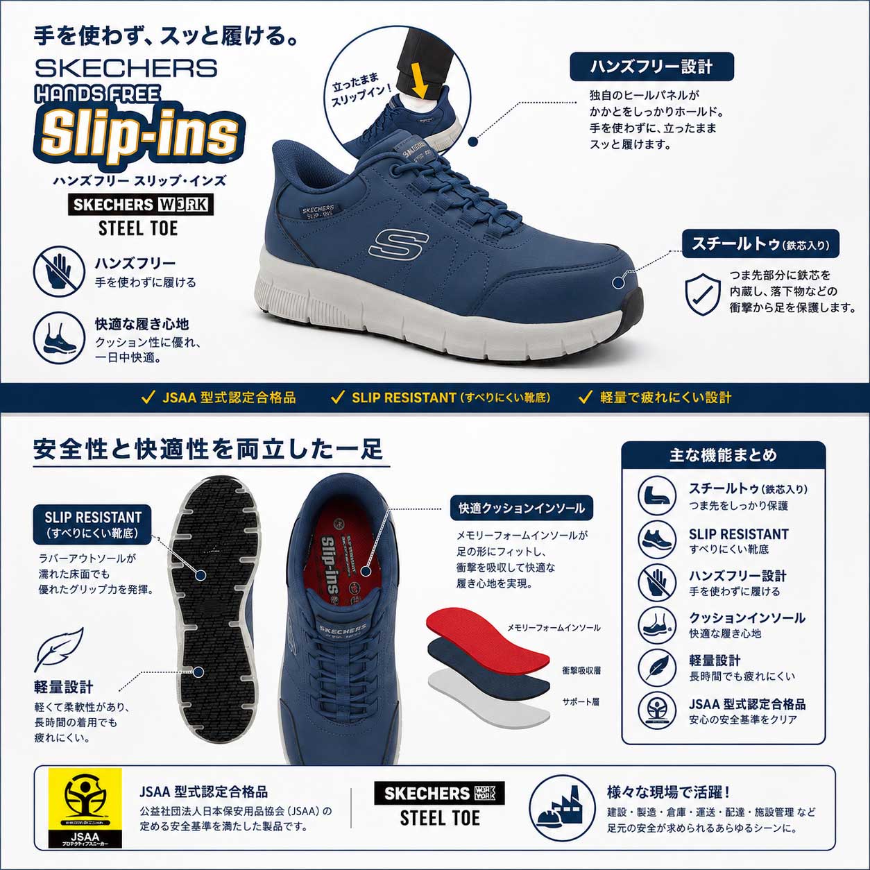 SKECHERS（スケッチャーズ） スニーカースリップインズ ワーク メンズ