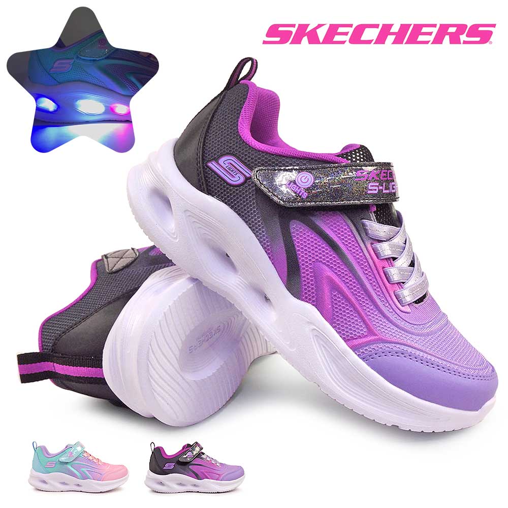 Yahoo! Yahoo!ショッピング(ヤフー ショッピング)スケッチャーズ 光る靴 キッズ スニーカー 303713L Sライツ ソラ グロー カラー ブリーズ 子供靴 スイッチ付 ガールズ