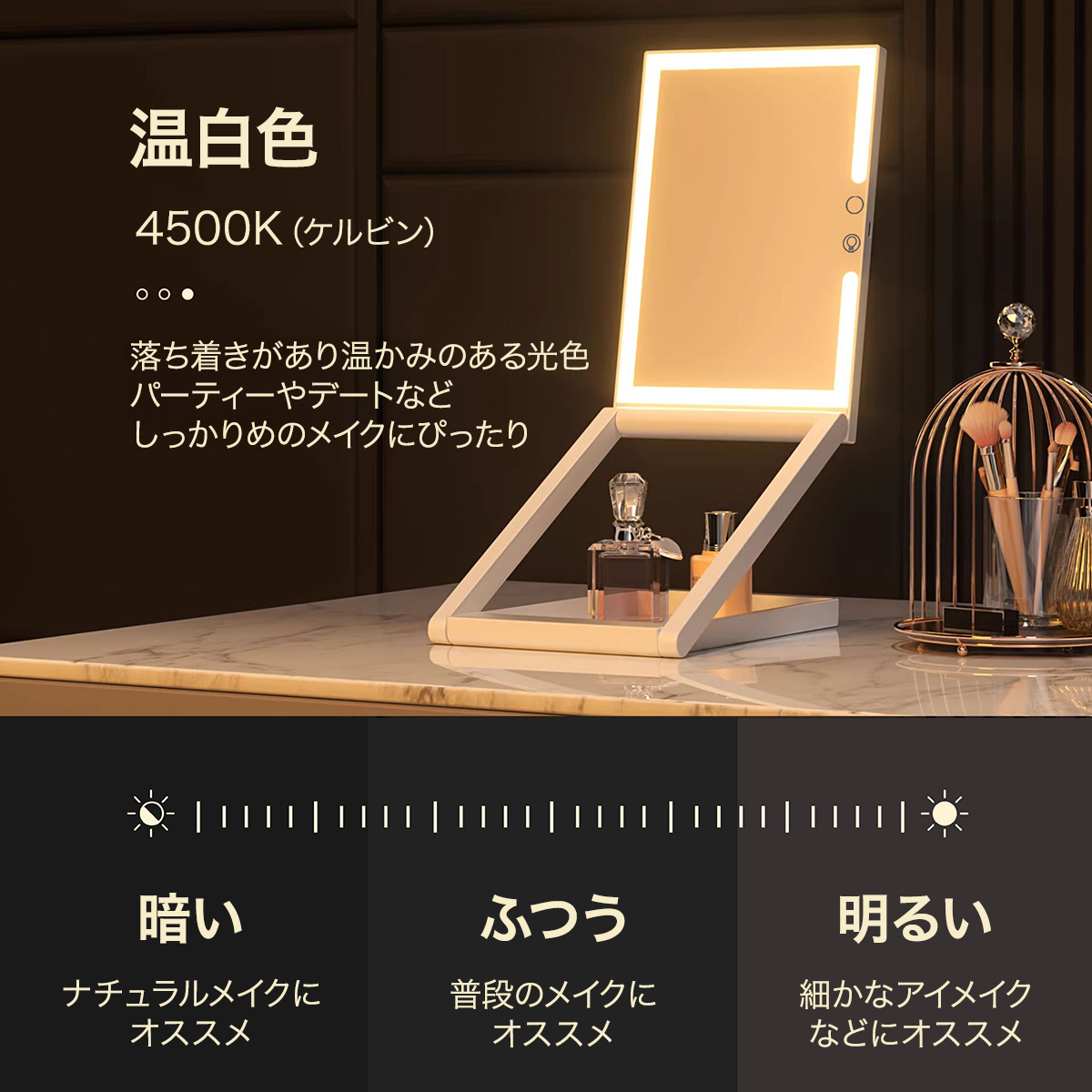女優ミラー 化粧鏡 メイクミラー 10倍 拡大鏡 高さ調節 卓上ミラー LED