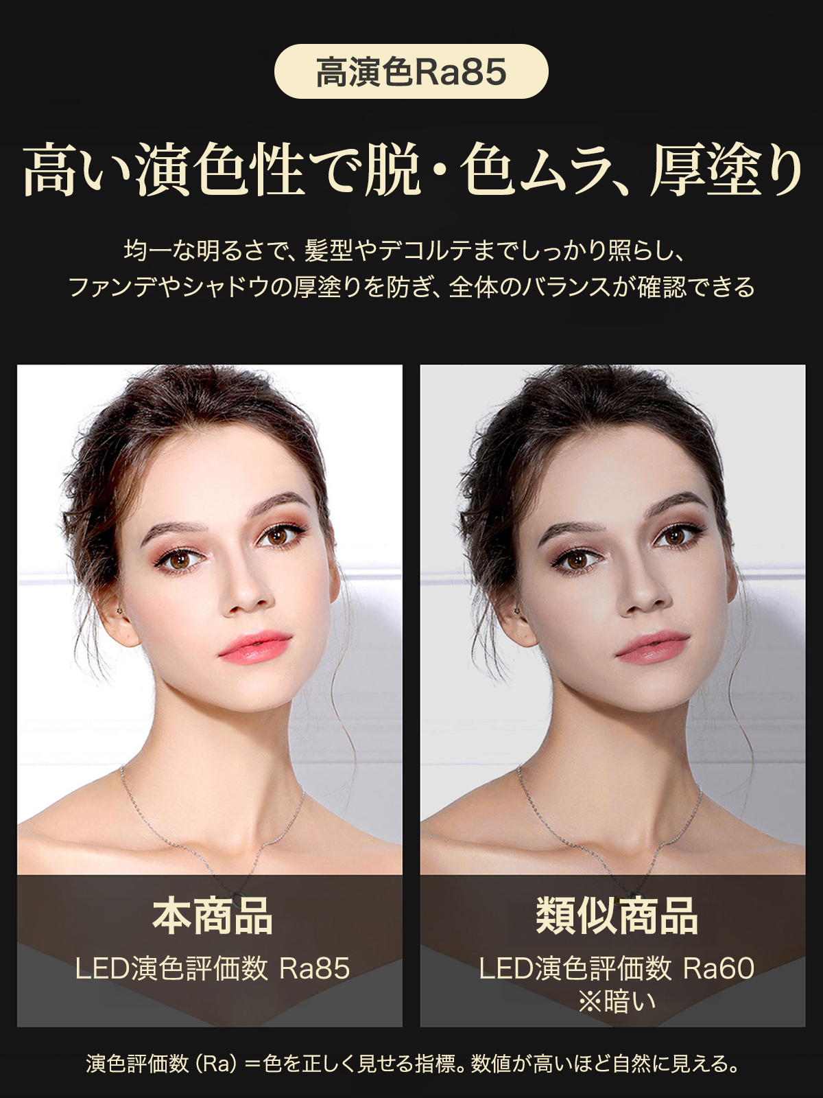 女優ミラー 化粧鏡 メイクミラー 10倍 拡大鏡 高さ調節 卓上ミラー LED