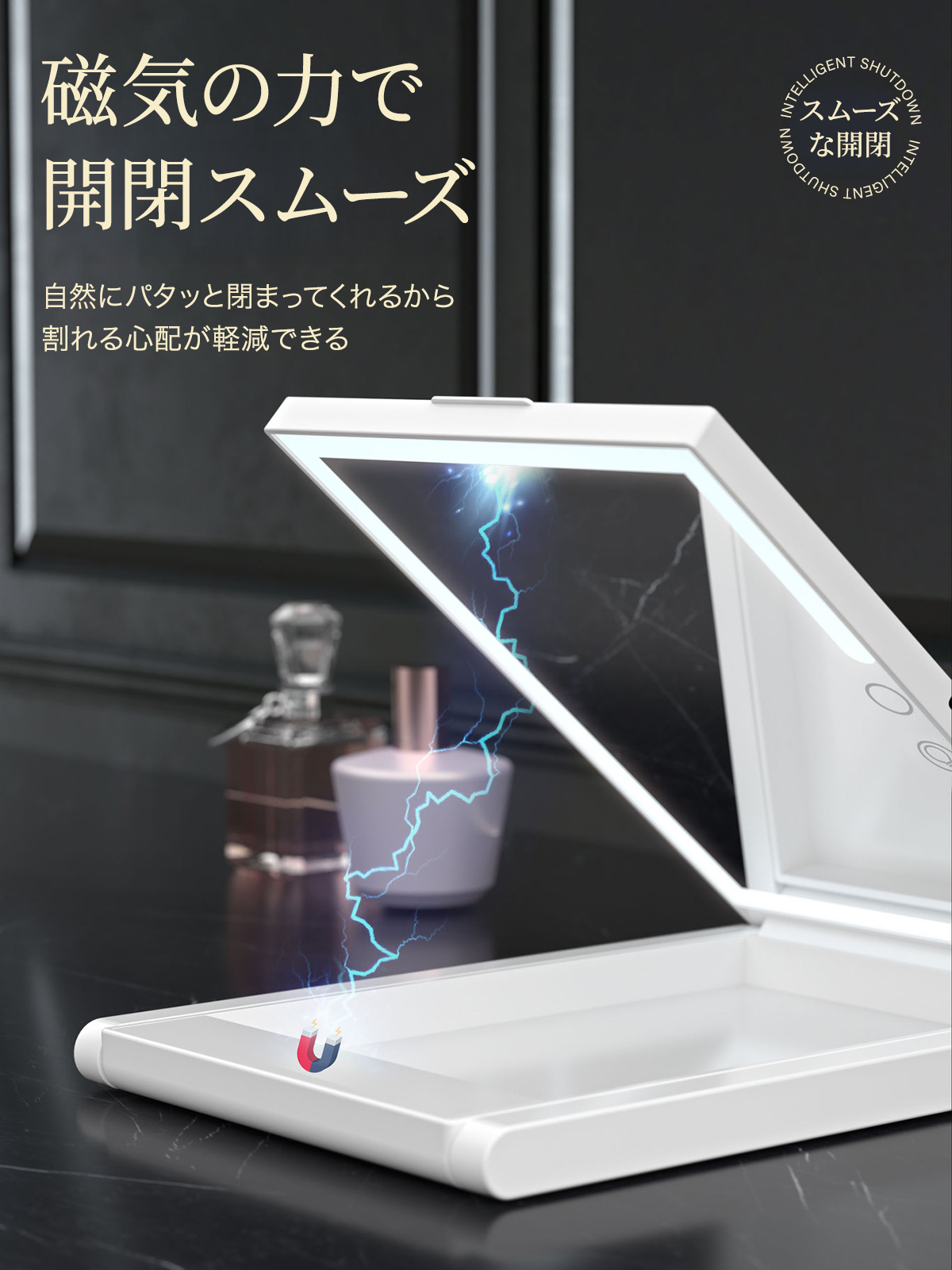 化粧鏡 10倍 拡大鏡 付き led ミラー LED 両面 鏡 卓上鹤田也菊X ミラー LED 拡大鏡 10倍 通販 女優ミラー 鏡 かがみ 卓上ミラー メイク