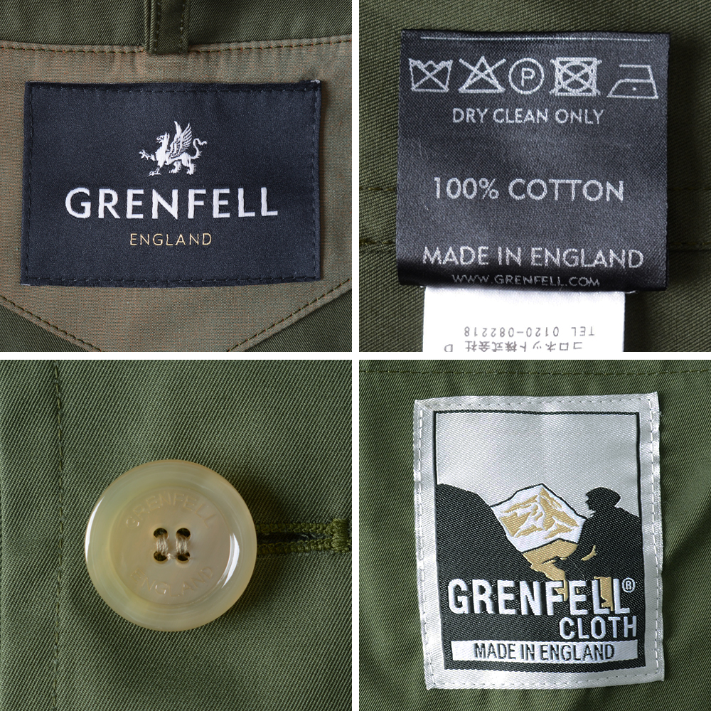 GRENFELL グレンフェル コットンジャケット 38カーキ英国製ハーフコート GRENFELL（グレンフェル） 【40%OFF/定価121,000円】グレンフェル 新品