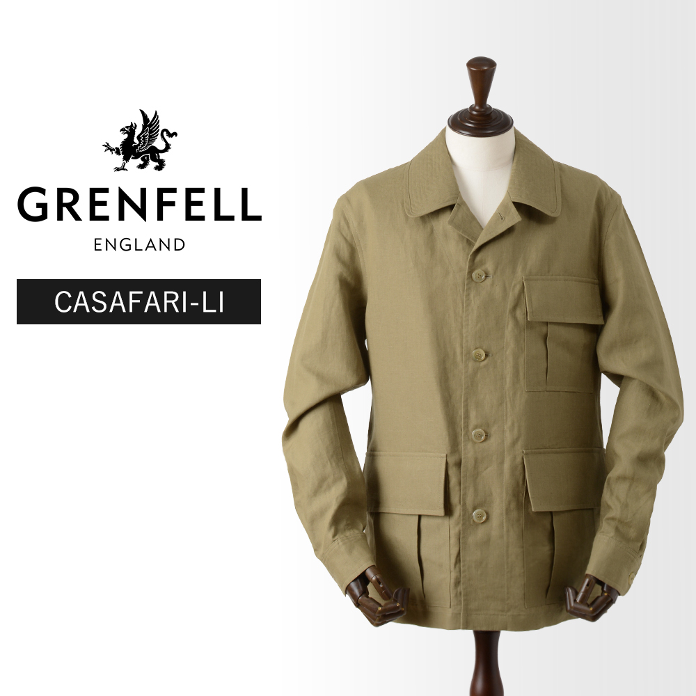 GRENFELL グレンフェル テーラード ジャケット 麻ベージュ 40 XL f10090_01.jpg