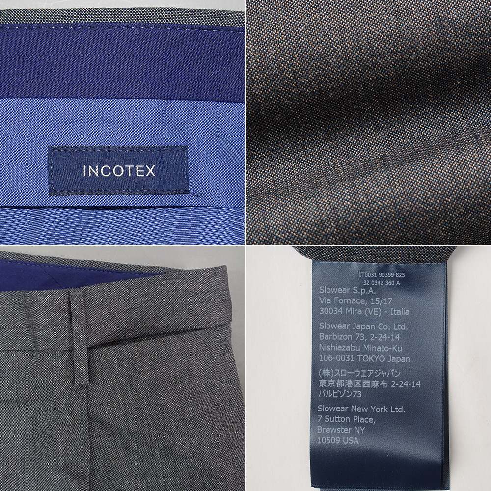 INCOTEX 50 ネイビー ウール スラックス ダブル裾 春夏 INCOTEX（インコテックス） 【50%OFF】インコテックス スリムフィット