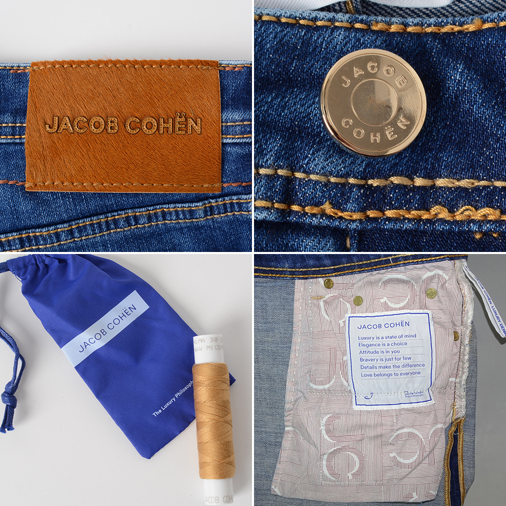 ヤコブコーエン★極美品 イタリー製 ハラコパッチ ストレッチ Gジャン 濃紺 M JACOB COHEN（ヤコブ コーエン） P10倍☆【50%OFF】ヤコブコーエン