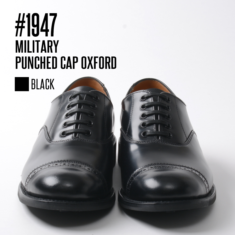 靴 Sanders Military Punched Cap Oxford サンダース MILITARY PUNCHED CAP OXFORD BLACK パンチドキャップ
