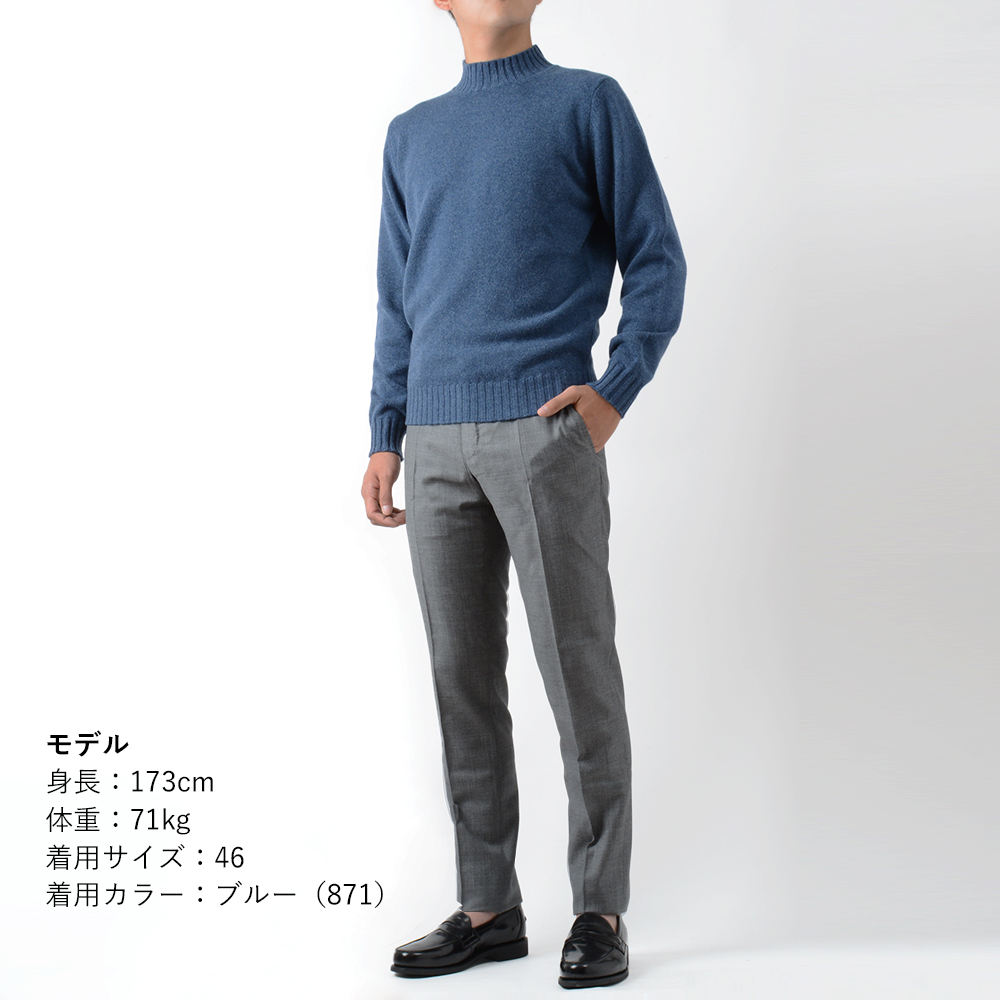 フィリッポデローレンティス/ネイビー 46サイズ/新品未使用品/ウールカシミヤ 25AW新作】 フィリッポ デ ローレンティス 秋冬 7ゲージ ウール