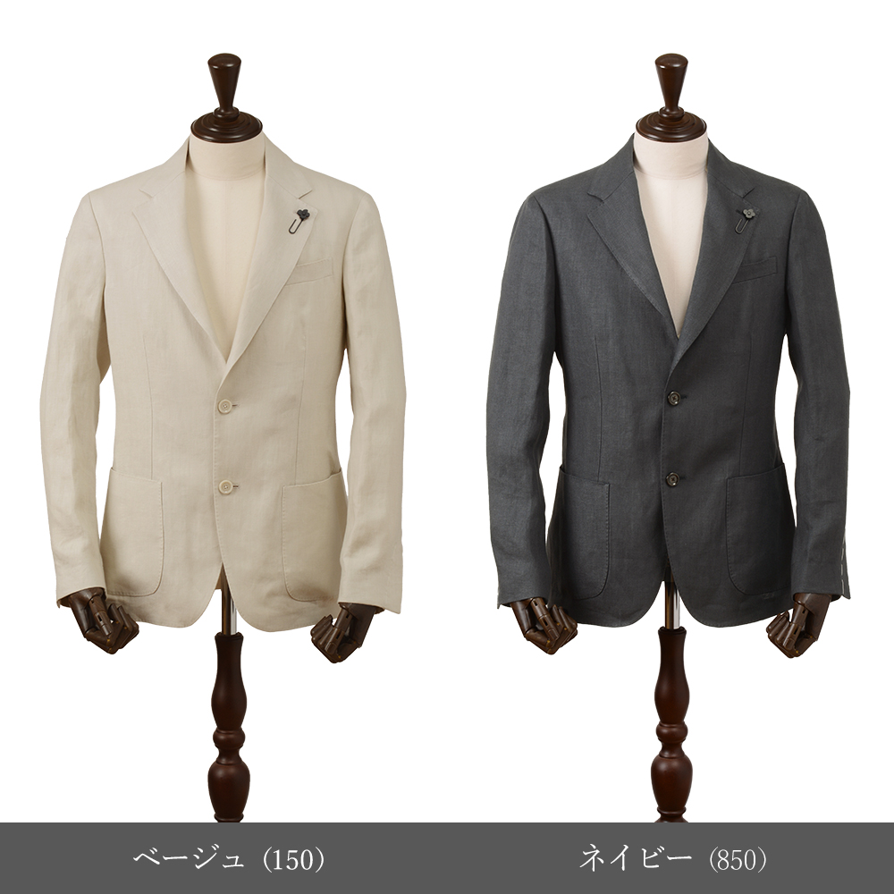 ★美品 LARDINI 春夏 リネン 麻 三者混 テーラードジャケット LARDINI（ラルディーニ） 春夏秋 ROMA （ローマ）2ボタン リネン