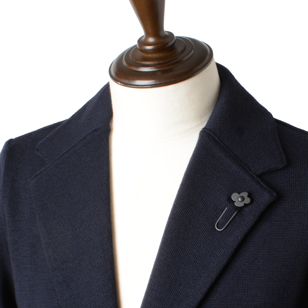 <美品>LARDINI easy wear新ロゴ ネイビー ウールジャケット46 LARDINI（ラルディーニ） 秋冬春 12ゲージ メリノウール ミラノリブ