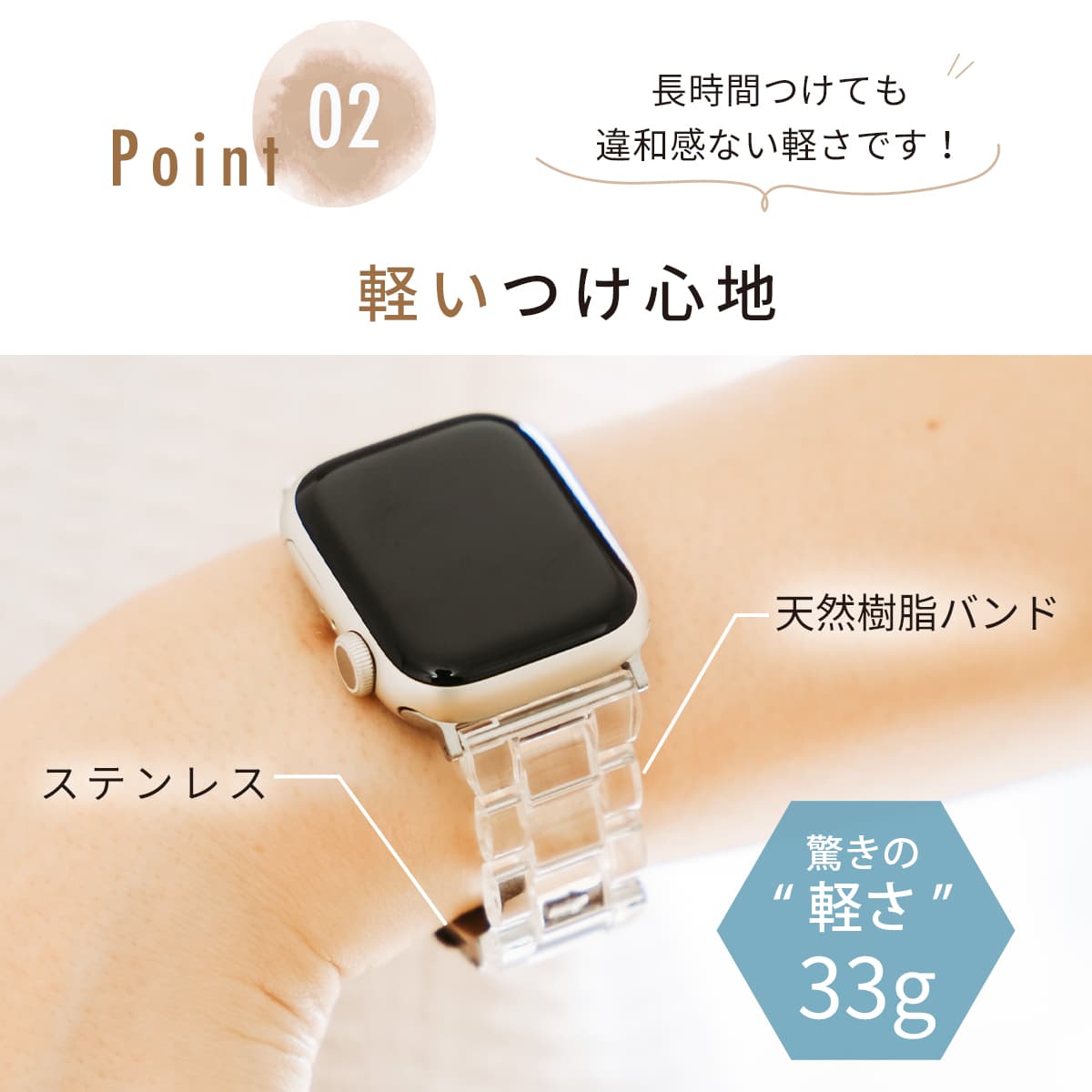 アップルウォッチ クリア バンド ベルト 9 8 7 6 5 4 se apple watch スマート ウォッチ 透明 白 軽 スポーツ アウトドア 冬 温泉 女性 男性 旅行 ドライブ｜mywaysmart｜08