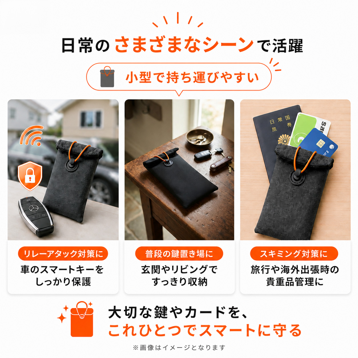 電波遮断ポーチ スマートキー リレーアタック防...の詳細画像4