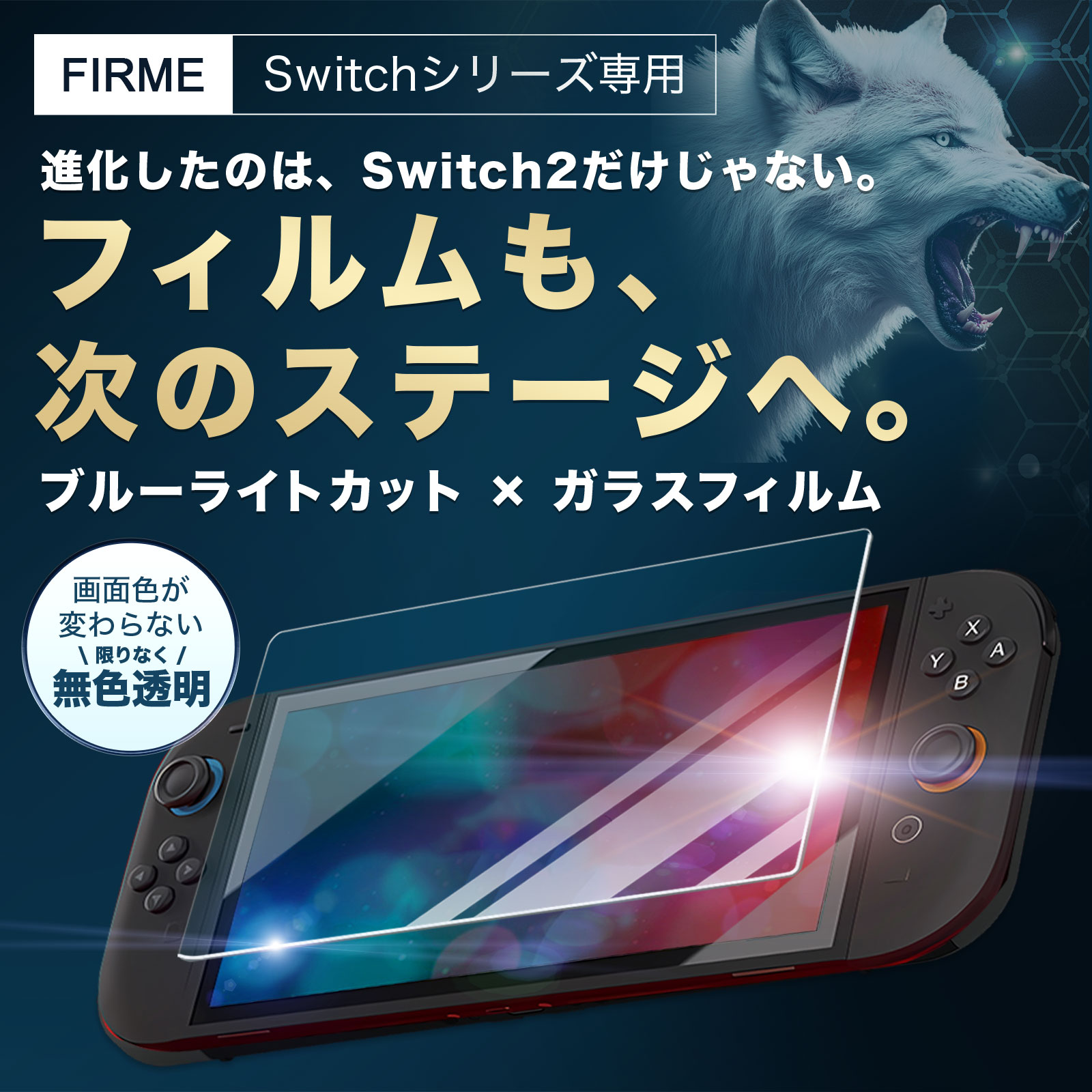 Switchライト本体 ブルーライトカットフィルム付き Nintendo Switch 2 ガラス フィルム ブルーライト カット