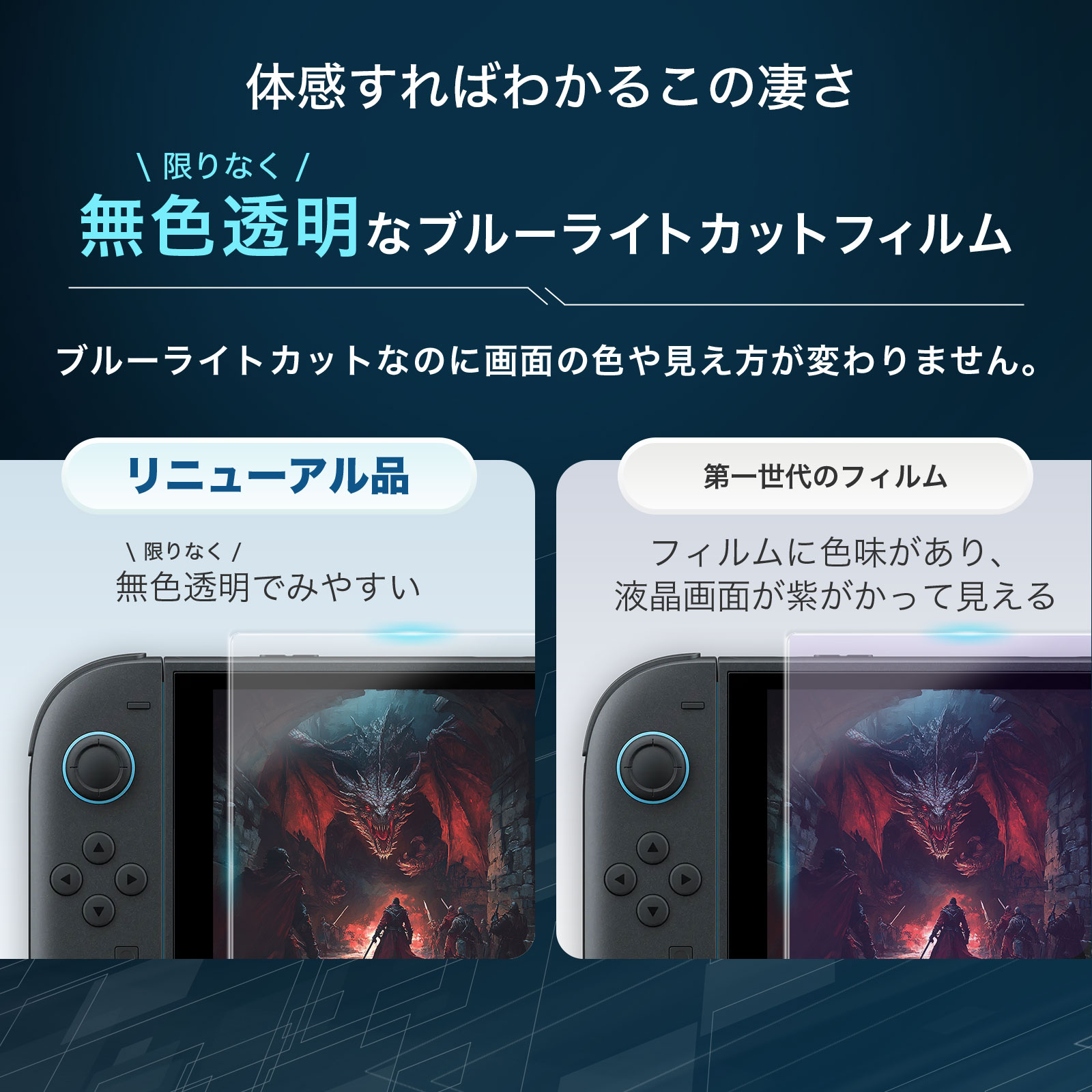 Nintendo Switch 2 ガラス フィルム ブルーライト カット