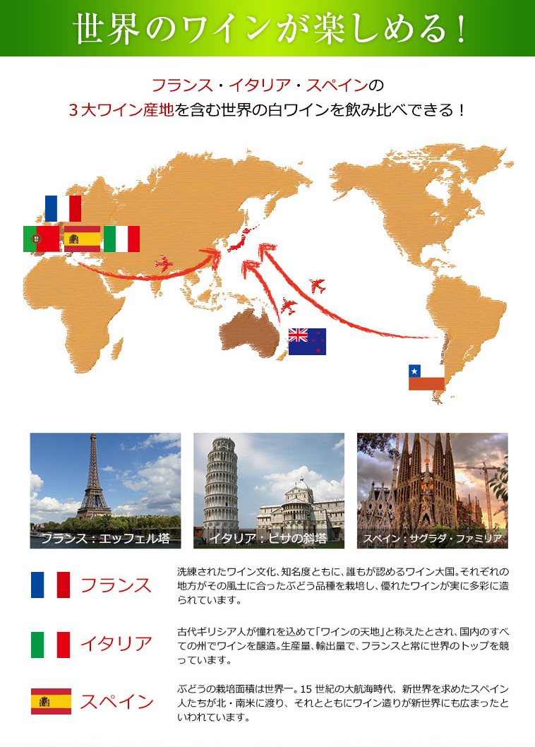 世界のワインが楽しめる！