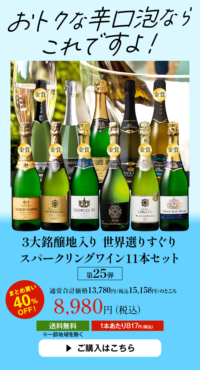 3大銘醸地入り 世界選りすぐりスパークリングワイン11本セット 第25弾