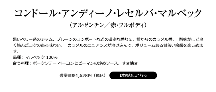 コンドール・アンディーノ・レセルバ・マルベック （アルゼンチン／赤・フルボディ）