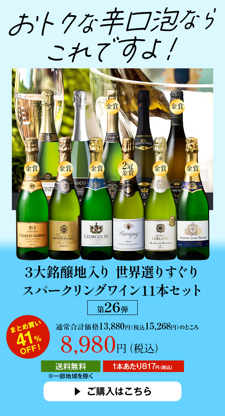 3大銘醸地入り 世界選りすぐりスパークリングワイン11本セット 第26弾