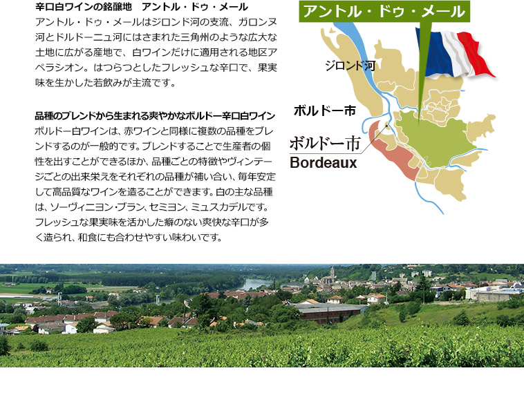 辛口白ワインの銘醸地 アントル・ドゥ・メール