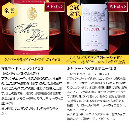 ボルドー格付けワイン２本セット ボルドー格付けワイン2本セット ボルドー赤ワイン2本セット【eGift