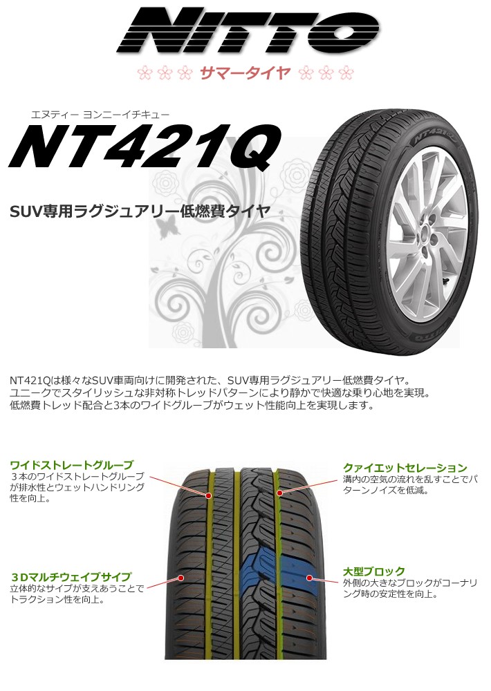 サマータイヤ NITTO NT421Q 225/55R19 99V ＳＵＶ用 (送料無料 ※但し、北海道・沖縄県・全国離島は除く)  :421q-2255519:タイヤスタイル - 通販 - Yahoo!ショッピング