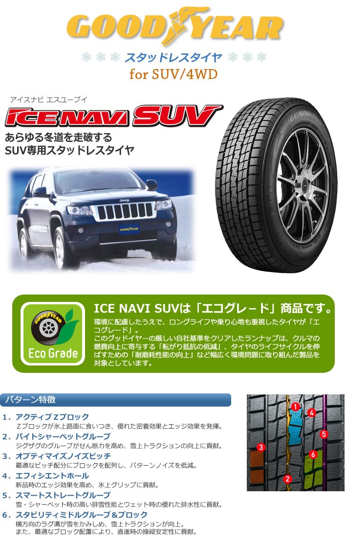 スタッドレスタイヤ グッドイヤー アイス ナビ SUV 225/80R15 105Q 4X4