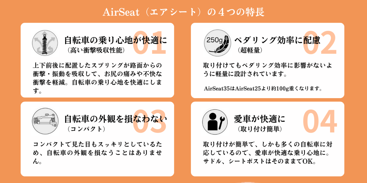AirSeat25 エアシート25 自転車用サドルサスペンション ブラック
