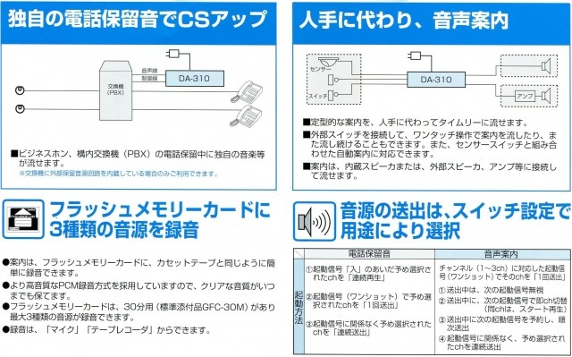 ＤＡ−３１０ デジタルアナウンサ− ＣＭ/ＢＧＭ/ＭＯＨ 音源装置