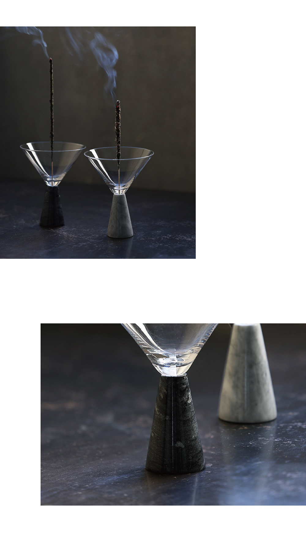 天然大理石 ガラス インセンスホルダー Alle a te WonderMarble Nero