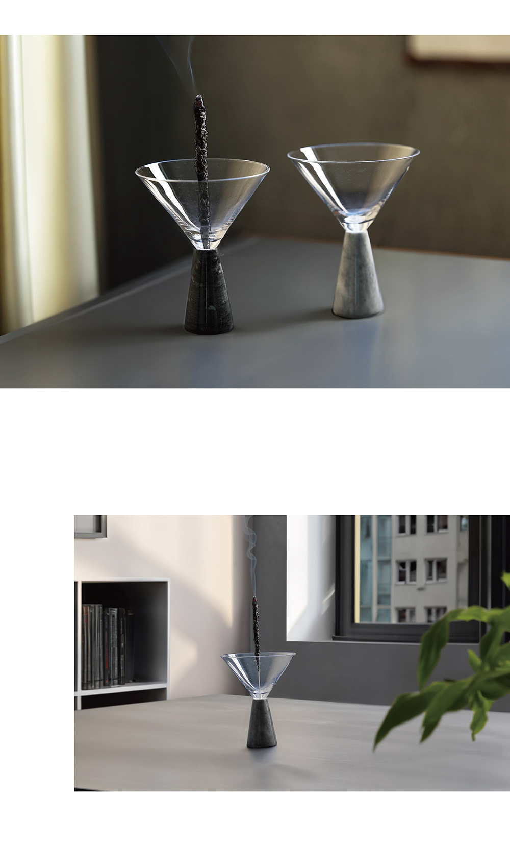 天然大理石 ガラス インセンスホルダー Alle a te WonderMarble Nero