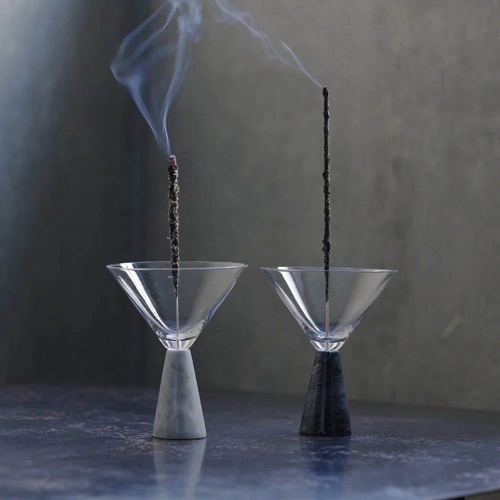 天然大理石 ガラス インセンスホルダー Alle a te WonderMarble Nero