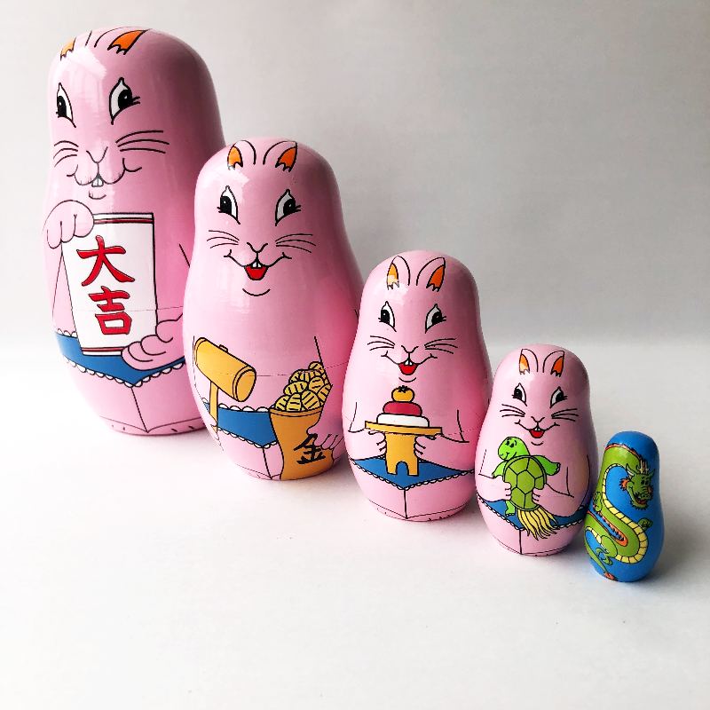 マトリョーシカ うさぎ 動物 人形 ロシア 木製おもちゃ 装飾